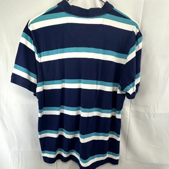 CHAPS XL men's POLO shirt Blue stripe Made in India Short sleeve 100% cotton - Picture 2 of 8